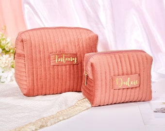 Personalized Makeup Bag,Custom Velvet Cosmetic Bag with Name,Bridesmaid Proposal Gift for Her,Travel Toiletry Bag,Wedding Gift,Birthday Gift