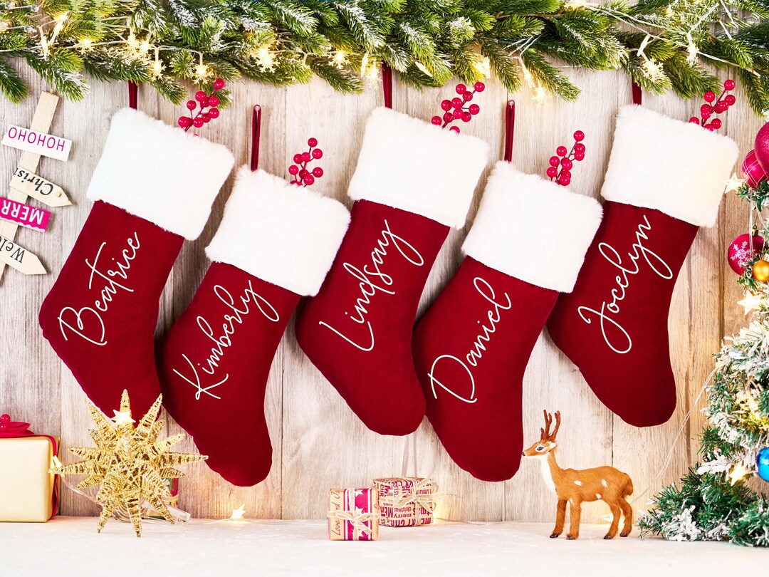 Red Christmas Stockings Personalized Stockings Holiday Stocking Family