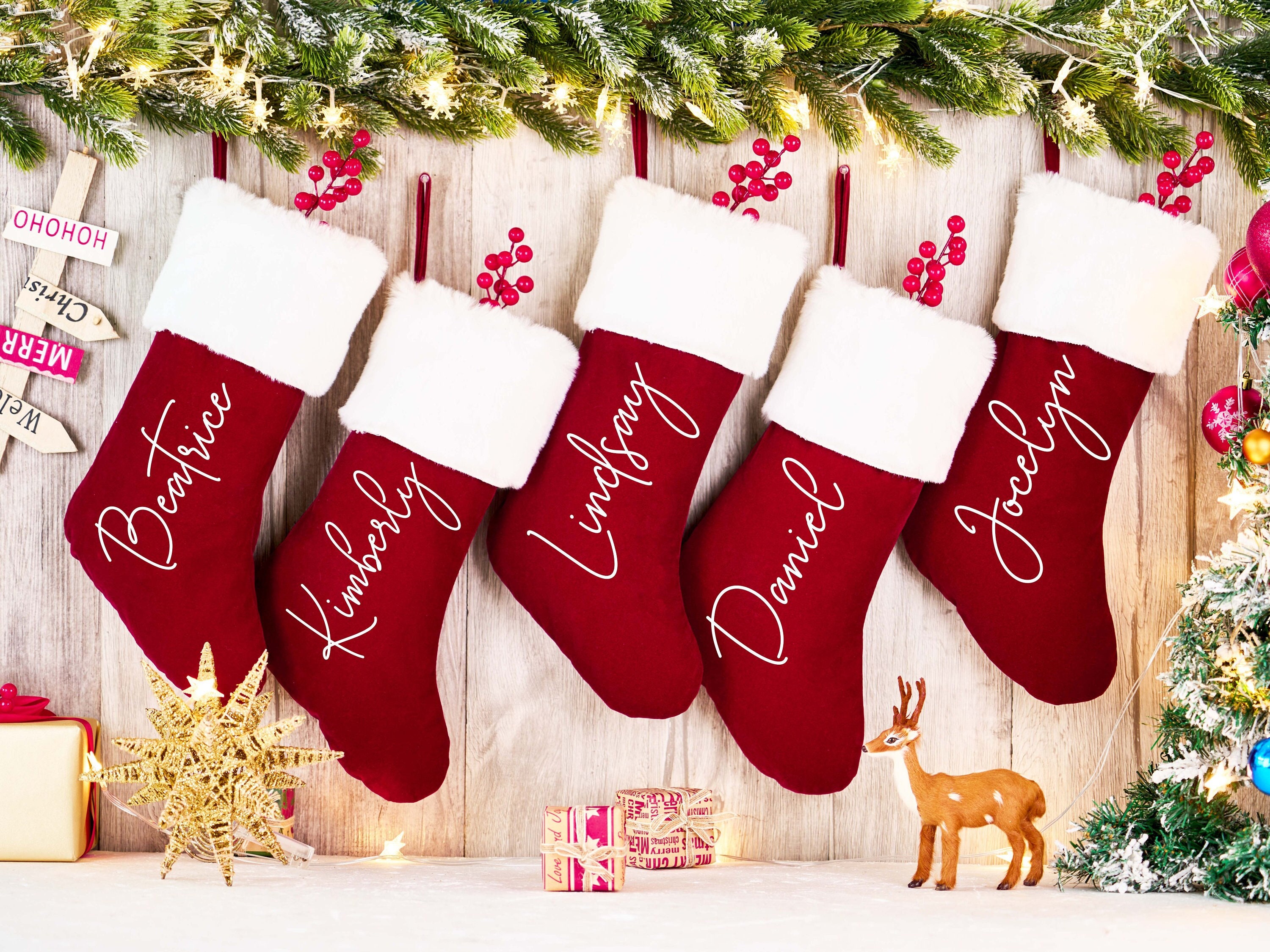  Tooperze White Christmas Stockings,Personalized