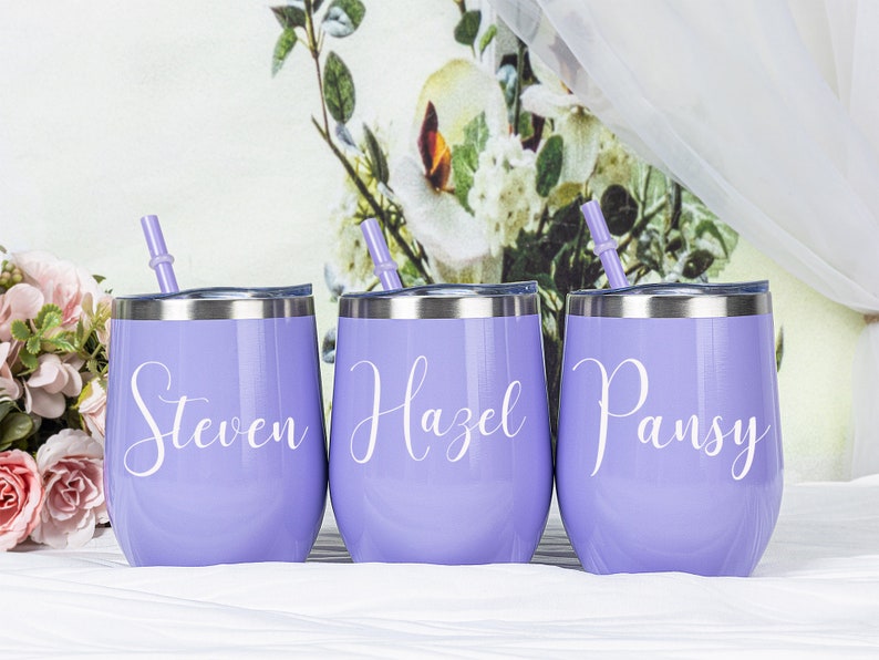 Personalized Wine Tumbler with Straw Stainless Wine Glass with Name Wine Cup for Bridesmaid Tumbler Proposal Gifts Bachelorette Party Favor image 5