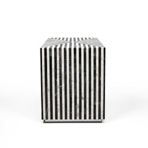 Marble Cube Side Table Black White