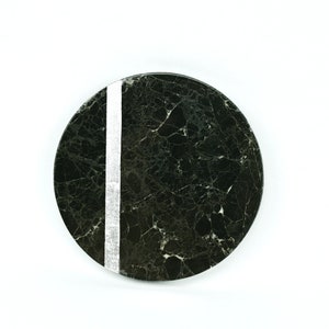 Luxury Black Natural Marble Coasters with Silver Inlay | Coaster Set | Marble Coasters | Wine Coasters | House Warming Gift