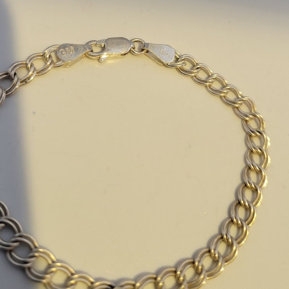Sterling Charm Bracelet, Italian-Made Double Link… - image 2