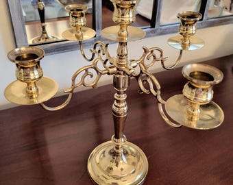Vintage Baldwin Brass Candelabra:  5-Candle, Medium Size 11.5-Inch