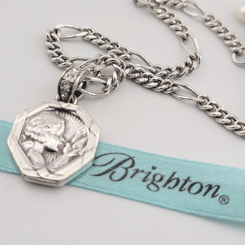 Vintage Brighton Bracelet: Figaro Link with Cherub Charm, Adjustable Bild 1