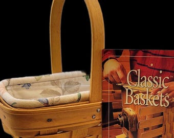 Longaberger 1999 Small Basket, Fabric and Protective Liners