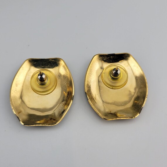 Berébi Earrings Unsigned, Gold Tone, True Navy Ba… - image 3