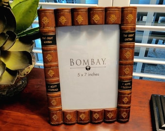 Vintage Bombay Photo Frame 5X7:  Leather Book Look