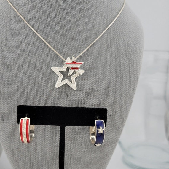 Tommy Hilfiger Red White and Blue Necklace and Ea… - image 1