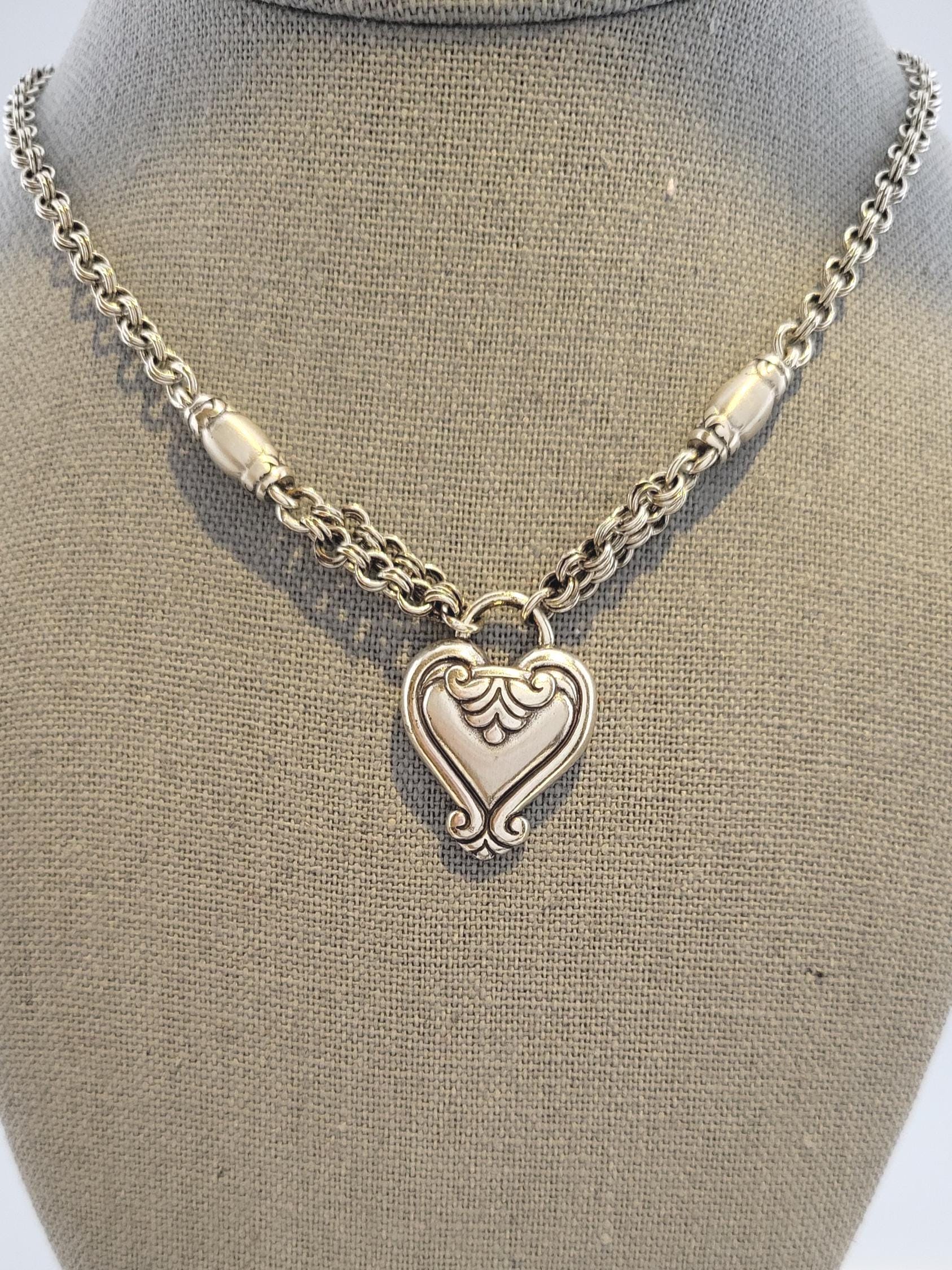 Vintage Brighton Heart Necklace, Blair Style, Double Rolo Link