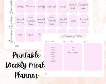Simple Weekly Meal Planner (Printable) Digital Download