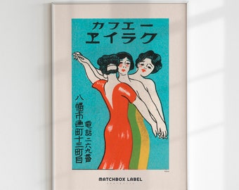 Japan Vintage Matchbox Label Printed Poster Modern Wall Art Interior Decor