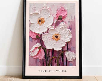 Pink Flowers Printed Poster Graphic Contemporary Art Decor Interior Modern Art