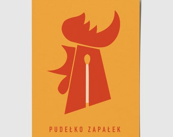 Polish Matchbox Label Printed Retro Poster Graphic Art Decor Interior