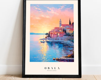 Obala Travel Printed Poster Slovenian Coastline Art Decor Interior Modern Art Graphic Art Decor Interior