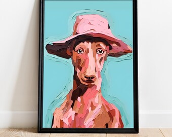 Pink Dog Printed Poster Contemporary Art Decor Interior Modern Art Graphic Art