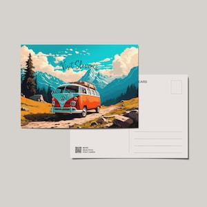 Besuchen Sie Slowenien Postkarte, Reise-Postkarte, lebendige Postkarte, Reise-Slowenien-Postkarte, lebendiger Ljubljana-Druck, Volkswagen-Druck, Triglav