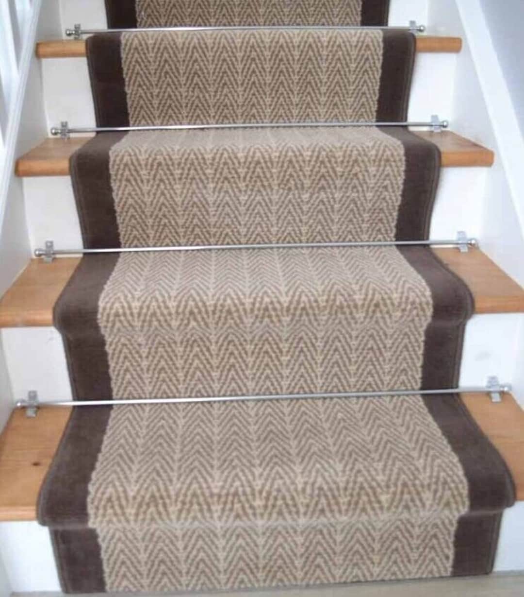 Brown Herringbone Stair Runner Rug for Stairs Very Long Hallways
