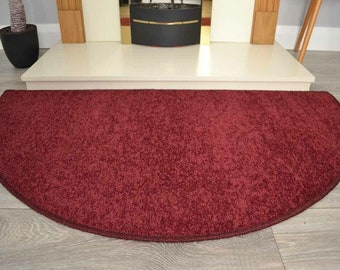 Wine Half Moon Semi Circle Rug Plain Modern Colours Soft Pile Floor Rugs Mats Cheap UK