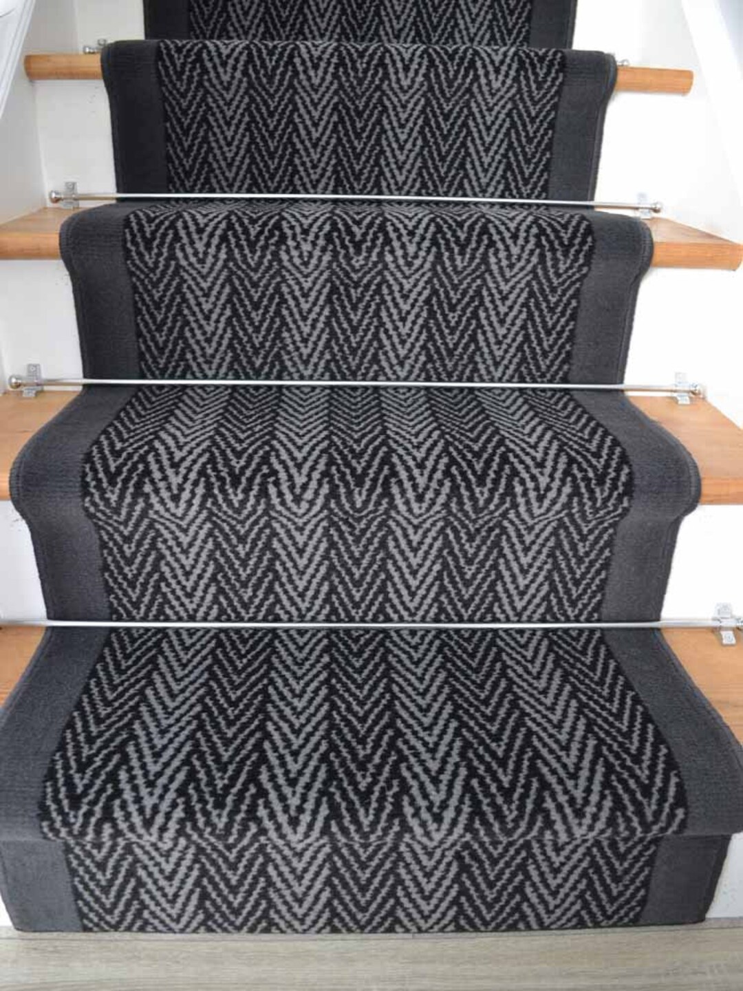 Grey Herringbone Stair Runner Dark Rug for Stairs Very Long Hallways ...