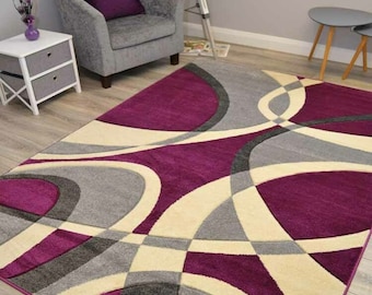 Modern Purple Rug Stair Hallway Runner Large Small Living Room Wave Mat UK Cheap 