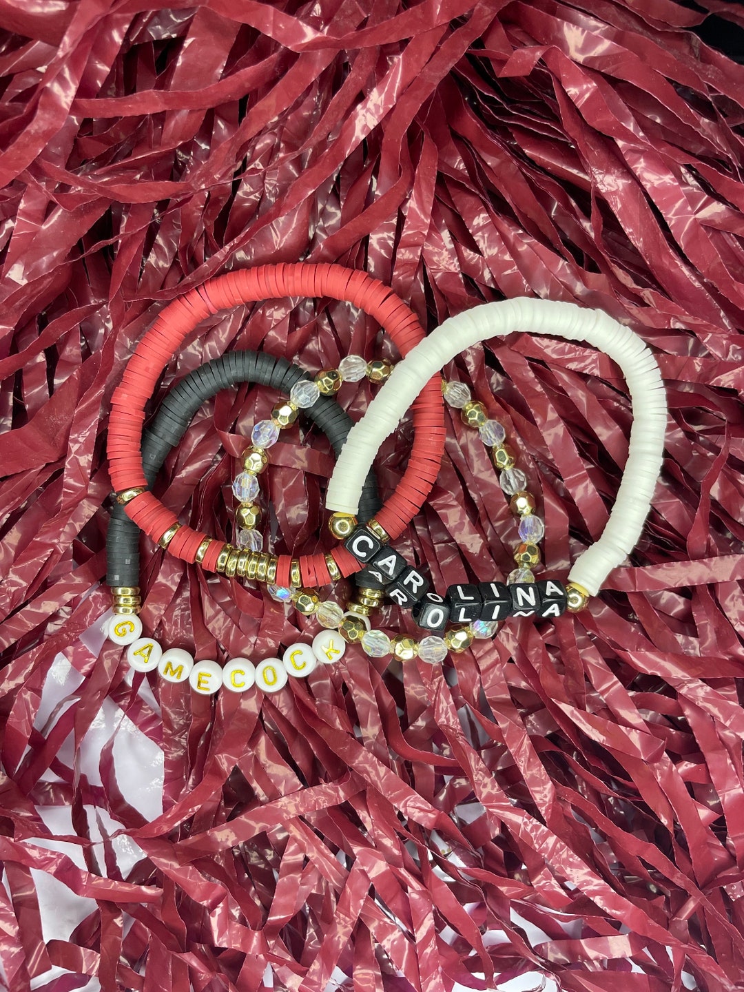 USC Gamecock Bracelet Stack 3 Game Day South Carolina Williams Etsy