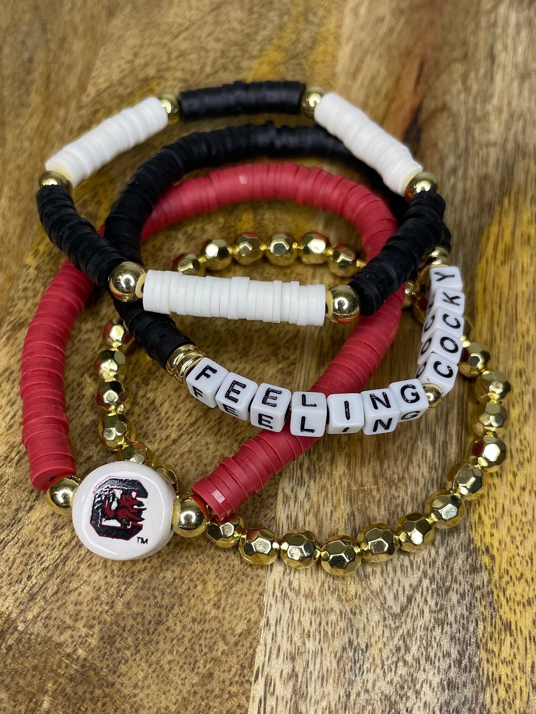 Large USC Gamecock Bracelet Stack 5 Etsy