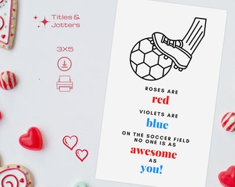 Soccer Valentine Cards | 3x5 | Instant Download