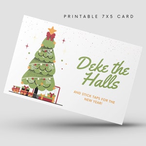 Cartão de Natal de Hóquei para Imprimir, Cartão de Natal Deke the Halls, Download Instantâneo, Cartão de Treinador de Hóquei, Cartão de Time de Hóquei, Cartão de Hóquei para Imprimir