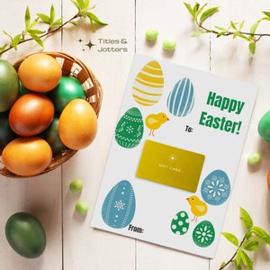Porte-cartes cadeau imprimable pour Pâques, carte de remplissage de panier de Pâques, carte de Pâques imprimable, téléchargement immédiat, carte 5 x 7