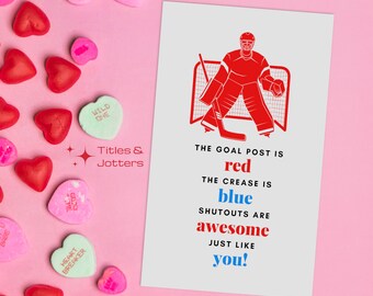 Hockey Valentine Cards | Hockey Goalie | 3x5 | Instant Download