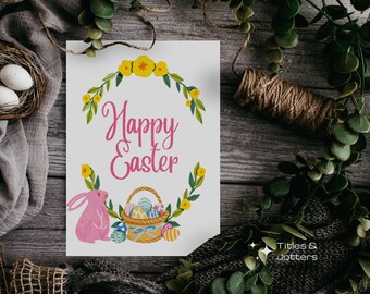 Printable Gift Card Holder for Easter, Easter Basket Filler Card, Printable Easter Card, Instant Download, 5x7 Card