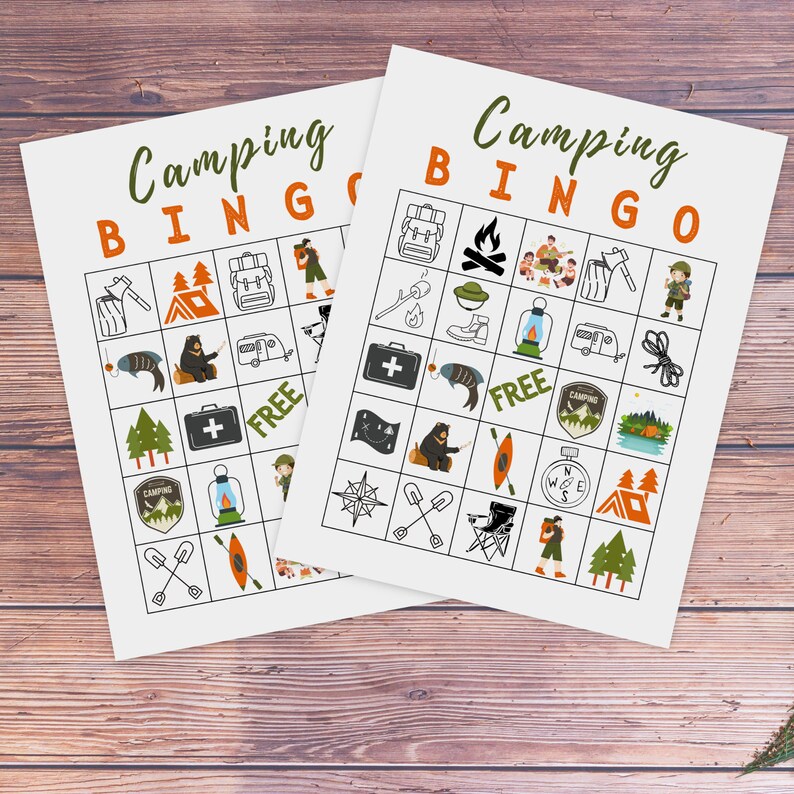 Camping Bingo Game: 15 Printable Cards for Family Fun (PDF) - Etsy