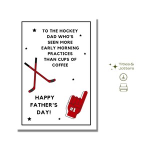 Carte de hockey pour la fête des pères, carte imprimable fête des pères, carte papa des enfants, carte de fête des pères papa en prime, carte beau-père, papa entraîneur de hockey