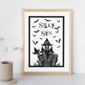 Carte imprimable Halloween, maison hantée à imprimer, Halloween PNG, fête d'Halloween, oeuvre d'art imprimable pour la fête, best-seller imprimable 2024