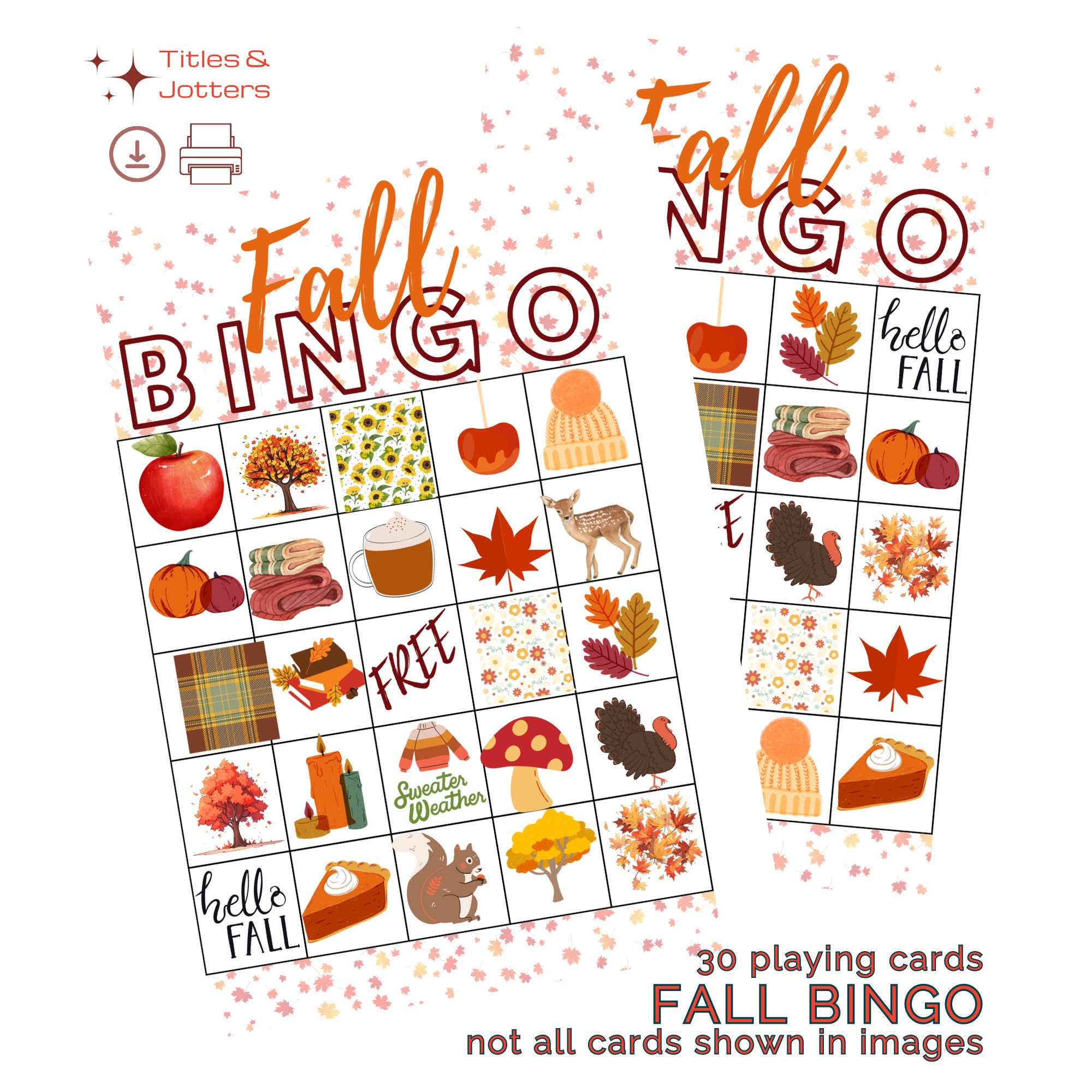 Printable Bingo for Fall Printable Game for Kids Fall Party Games