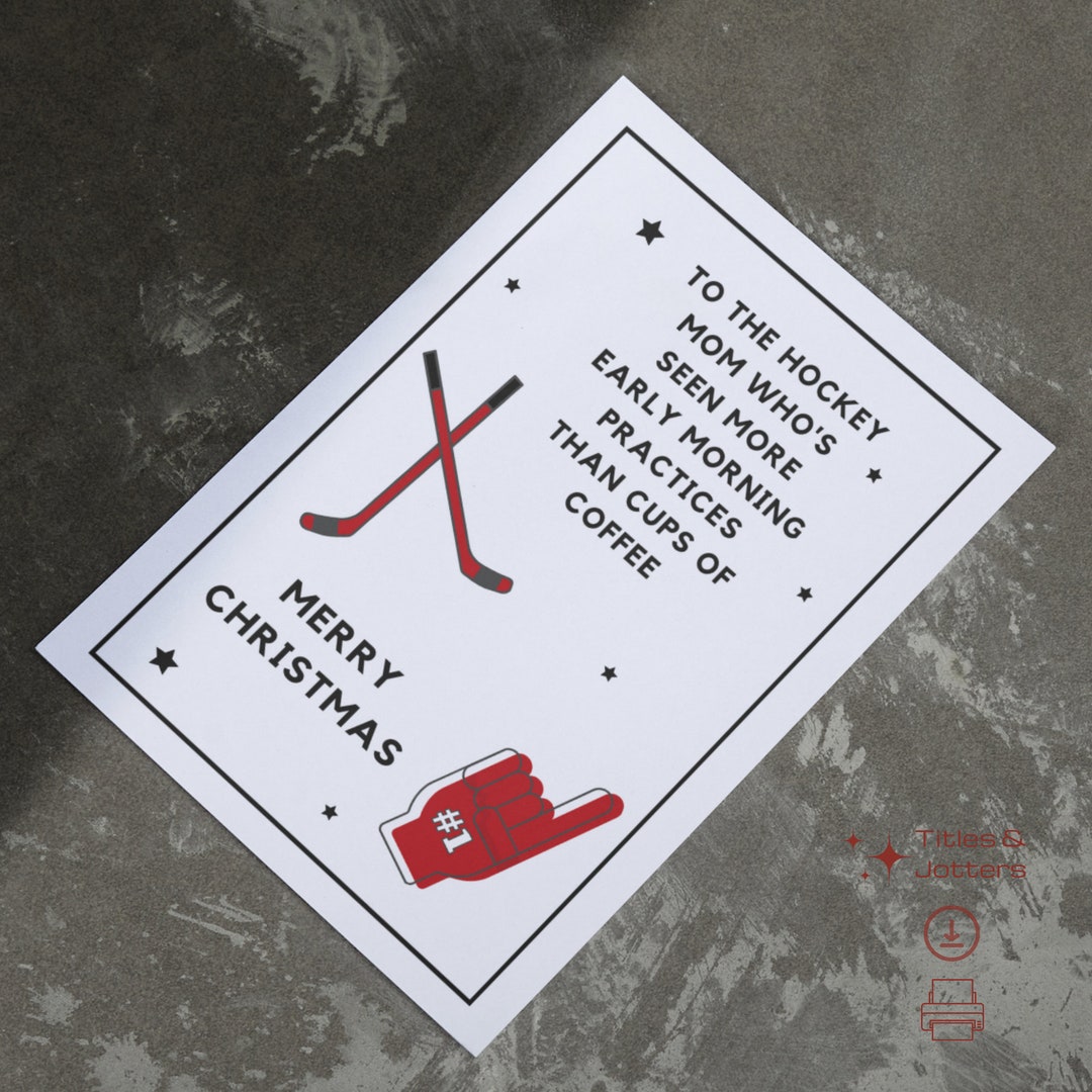 Printable Christmas Card for Hockey Mom, Coffee and Hockey, Card for ...