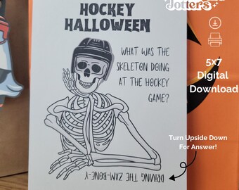 Funny Hockey Halloween Card: Skeleton Gift Card Holder (Digital Download)