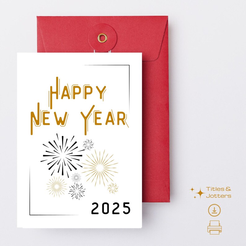 Happy New Year 2025 Printable Card, HNY PNG, Printable Card for New