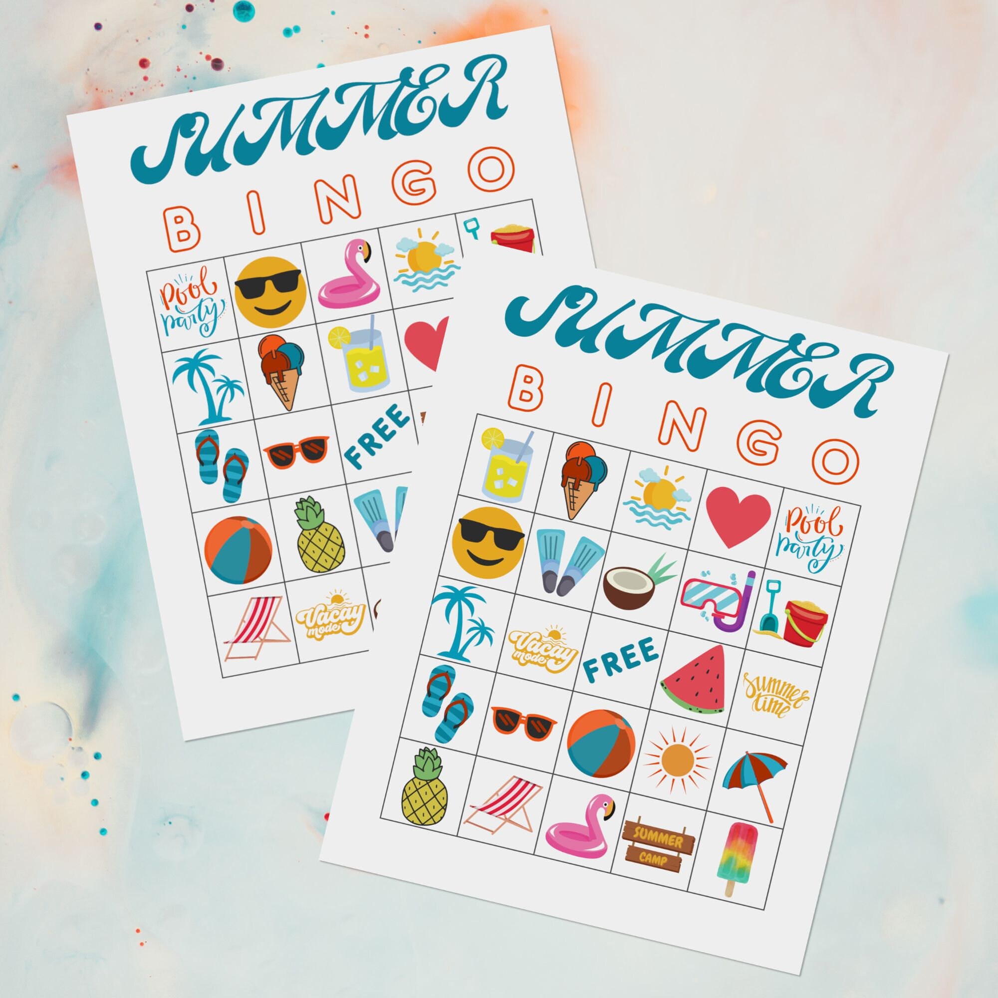 Printable Bingo, Summer Printable Games, Summer Bingo, Camping Bingo ...