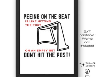 Hockey Bathroom Printable Card, Printable Hockey Decor, Hockey Sign, Printable Hockey Wall Art, Hockey Peeing On Seat Sign, Instant Download