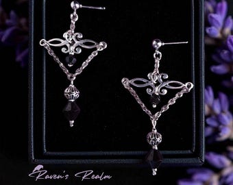 Elegante kroonluchteroorbellen in gotische Victoriaanse stijl - statement sieraden voor een donkere en romantische look
