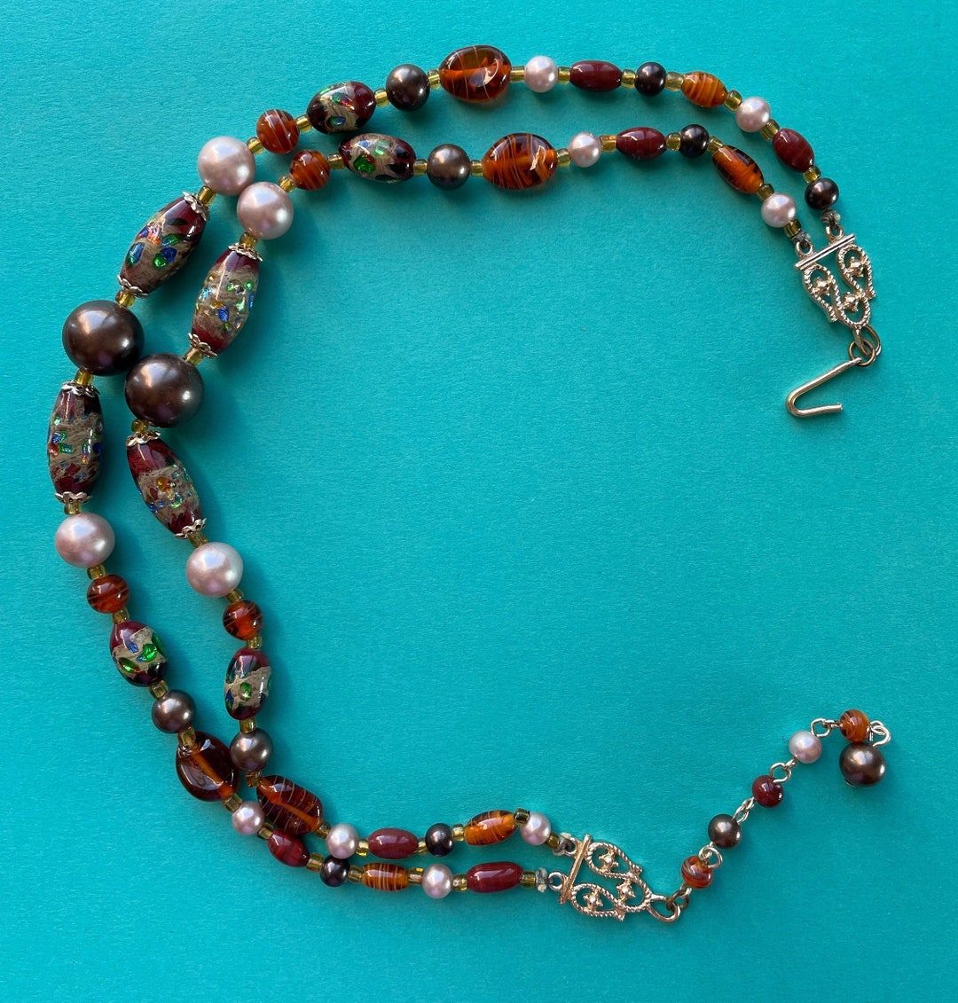 Modern Necklace Mix of Faux Pearls Glass Beads Plastic Etsy Australia
