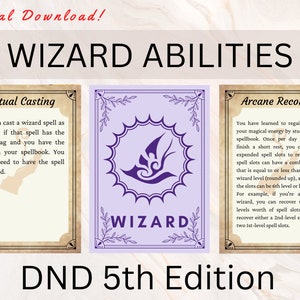 Cartas de habilidade de mago | Cartas de Habilidade DnD | Assistente de D&D | Cartões do livro de feitiços DnD | Cartões de ação DnD | Acessório Dnd Player | Download instantâneo