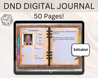 DND DIGITAL JOURNAL | DnD Digital Campaign Journal | DnD Multisection Digital Notebook | DnD Character Journal | DnD Personal Campaign Book