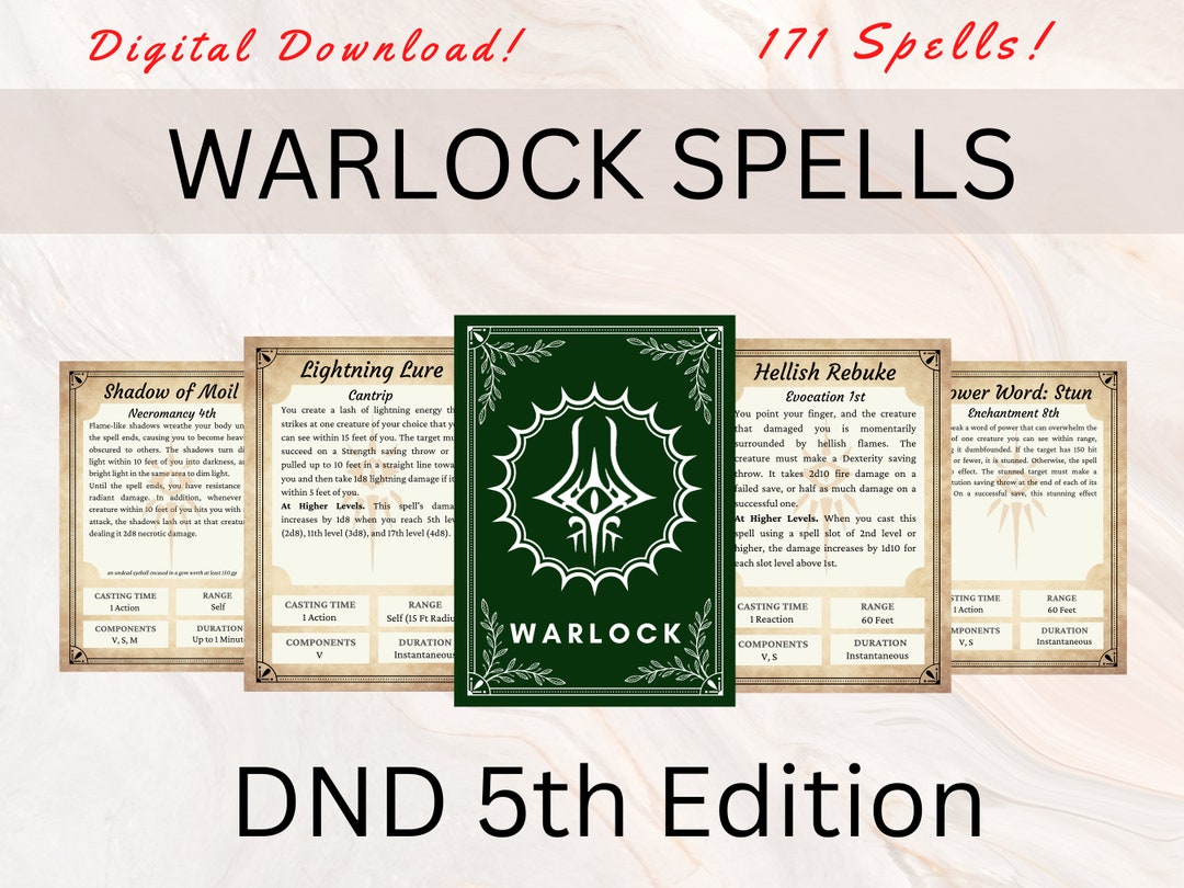 Warlock DnD Spell Cards | DnD Spellbook