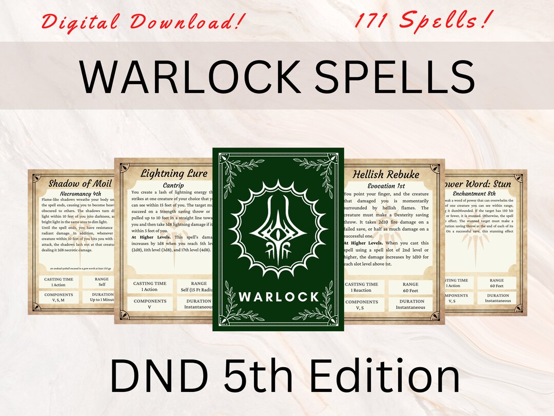 Warlock Dnd Spell Cards Dnd Spellbook Dnd Spellbook Cards Dnd Player