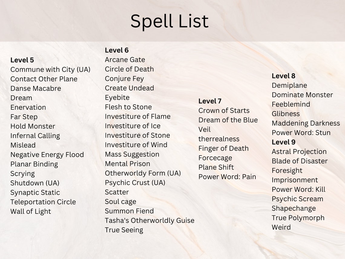 Warlock Dnd Spell Cards Dnd Spellbook Dnd Spellbook Cards Etsy