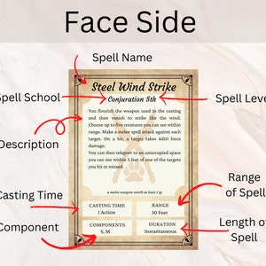 Carte incantesimo DnD Ranger / Libro degli incantesimi DnD / Carte libro degli incantesimi DnD / Accessorio giocatore Dnd / Download istantaneo / dnd Ranger/ Dungeon and Dragons 5e immagine 2