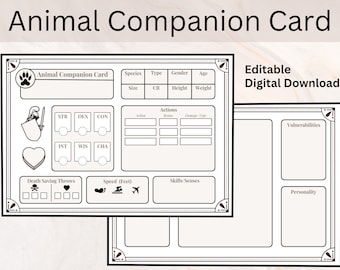 Dnd Companion Sheet - Etsy Dnd Companion Sheet - Etsy